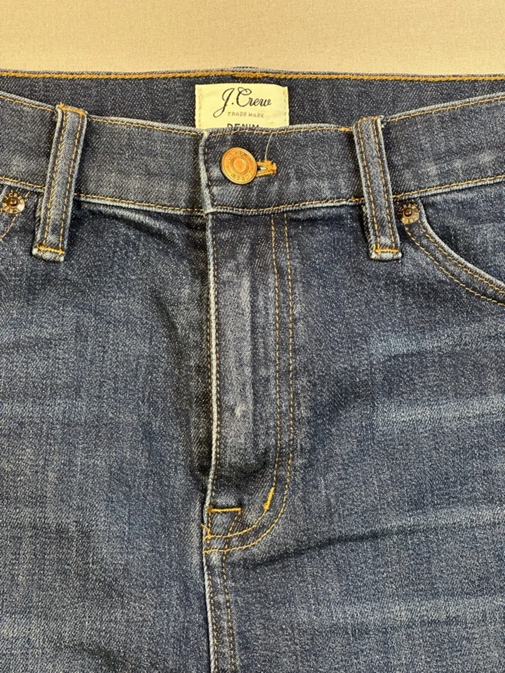 J. Crew Denim Skirt with Raw Hem, Mini Jean Skirt, Frayed Hem - Womens 29